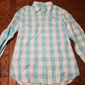 Vineyard vines blue gingham button down shirt sz0
